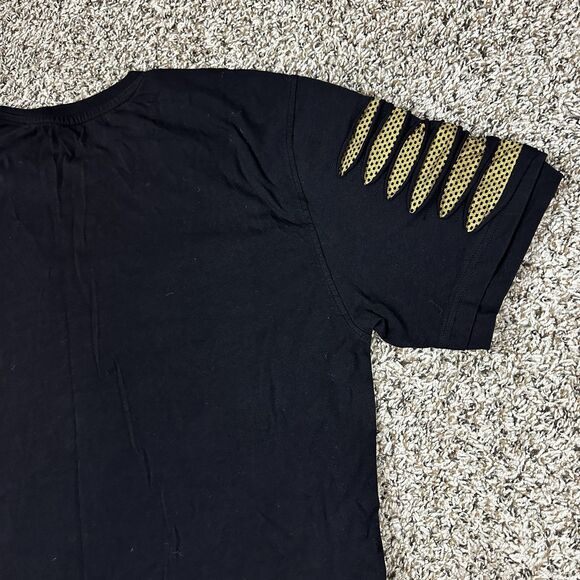 Switch Remarkable Retro Razor Cut T-Shirt Black Sz XL Gold Striped ~ Cotton - Picture 6 of 11
